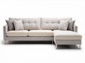 Sectional sofa with removable cushions in light gray fabric 210 x 90 x 85cm