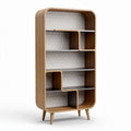 Wooden bookshelf with geometric design and multiple storage compartments 80 x 40 x 160cm