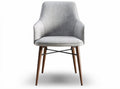 Gray fabric dining chair with wooden legs and ergonomic design 55 x 55 x 80cm