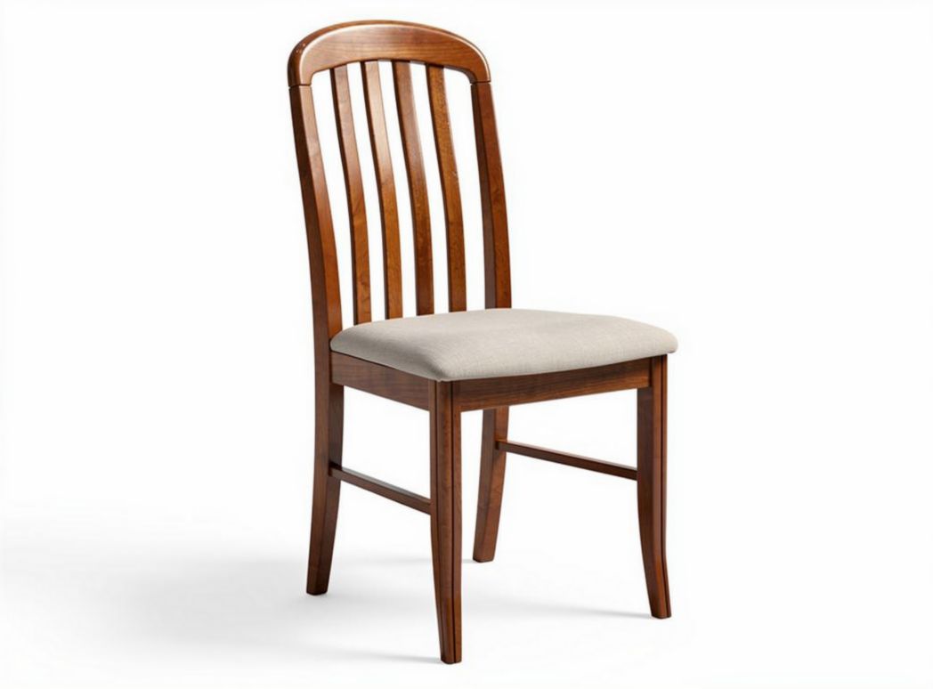 Wooden dining chair with fabric seat cushion in brown finish 44 x 40 x 90cm