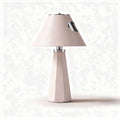 Geometric table lamp with metal accents and soft pink ceramic base 25 x 25 x 40cm
