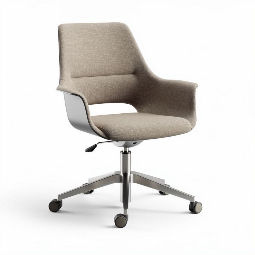 Fabric office chair with adjustable height and swivel base in beige 60 x 60 x 90cm